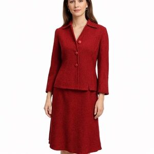 Le Suit Red Skirt Suit Set Petite 6 NWT Classic Career Formal
